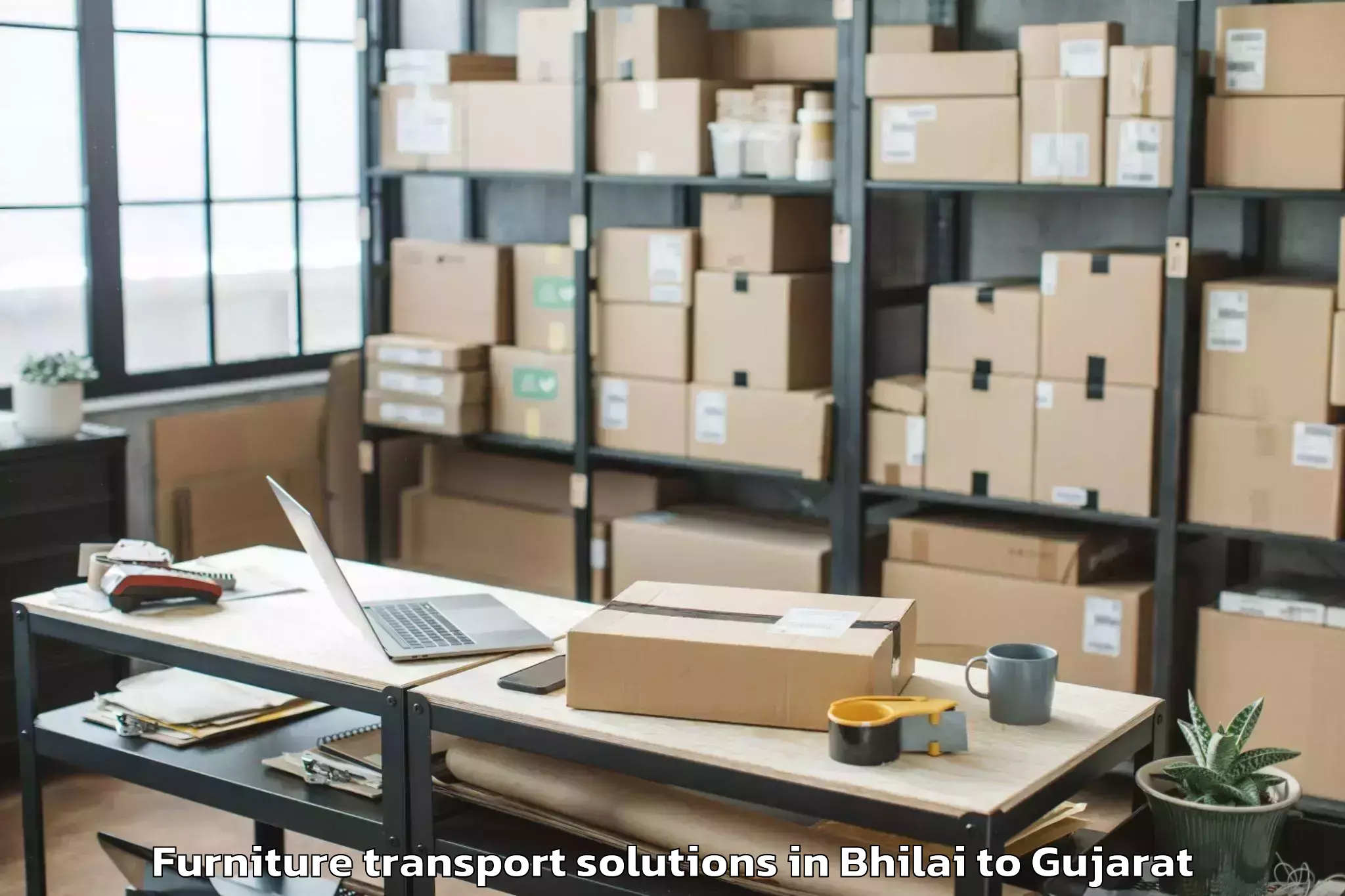 Reliable Bhilai to Valia Furniture Transport Solutions